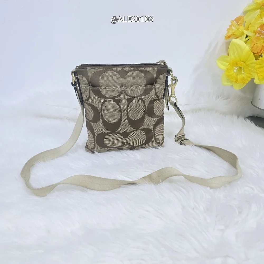 Coach Brown and Cream Crossbody Bag